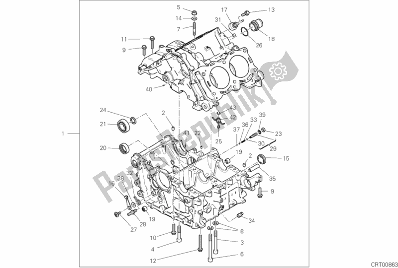 All parts for the 09a - Half-crankcases Pair of the Ducati Streetfighter V4 S 1103 2020